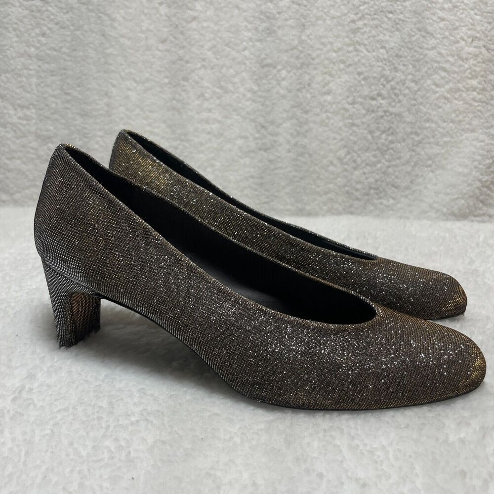 Stuart Weitzman Chic Pump Pyrite Nocturn Gray Iridescent Sparkle Size 8